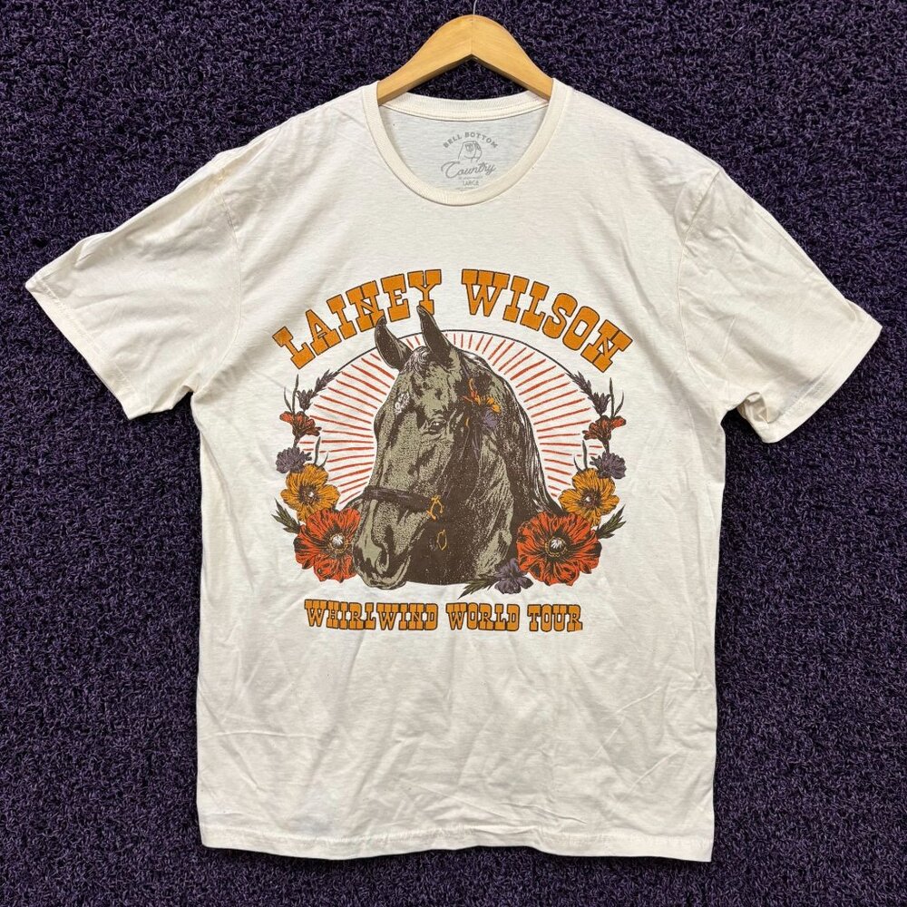 Lainey Wilson Tex & Flowers Whirlwind World Tour T-Shirt L